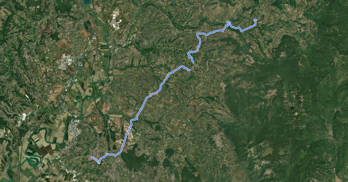 Маршрут Via di Francesco in bici - Tappa S2 Monterotondo-Ponticelli di Scandriglia на спутниковом снимке