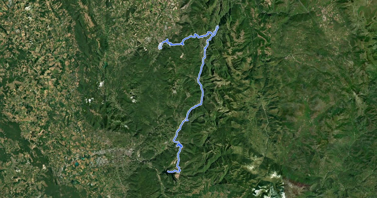 Маршрут Via di Francesco in bici - Tappa S5 Piediluco-Spoleto на спутниковом снимке