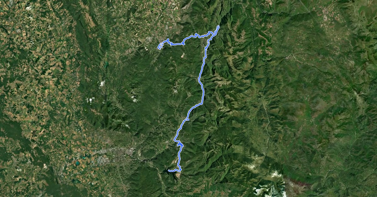 Маршрут Via di Francesco in bici - Tappa Spoleto-Piediluco на спутниковом снимке