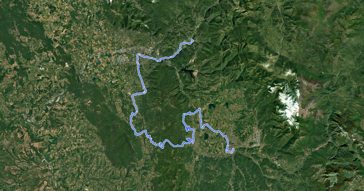 Маршрут Via di Francesco in bici - Variante Arrone-Terni-Rieti на спутниковом снимке