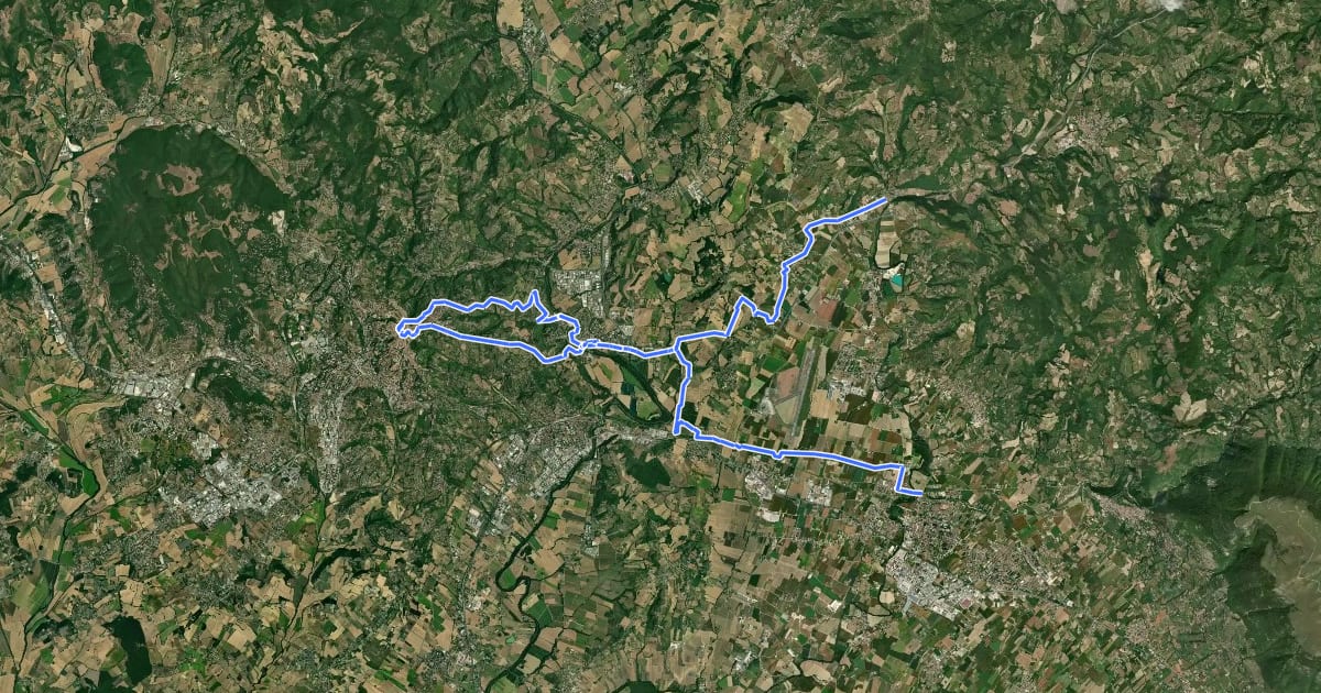Маршрут Via di Francesco in bici - Variante Pianello-Perugia-Bastia на спутниковом снимке