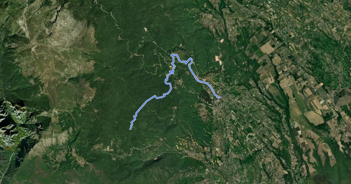 Маршрут Via Dinarica Kosovo - Stage 11 на спутниковом снимке