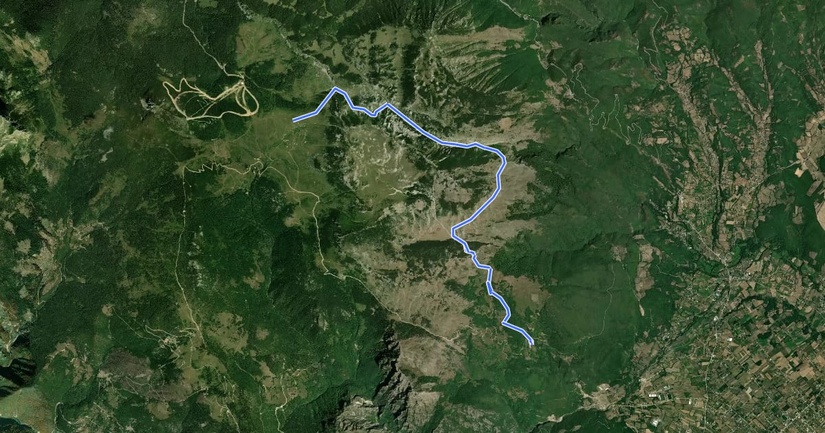 Маршрут Via Dinarica Kosovo - Stage 2 на спутниковом снимке