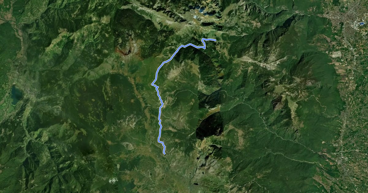Маршрут Via Dinarica Kosovo - Stage 8 на спутниковом снимке