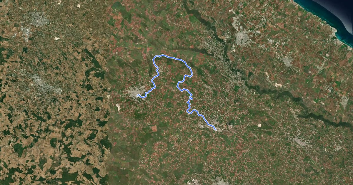 Маршрут Via Ellenica - Terra degli Ulivi (Tappa 6) на спутниковом снимке