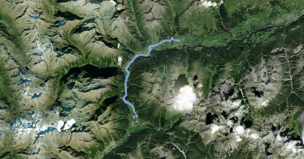 Маршрут Via Engiadina - Etappe 1 Zernez Guarda на спутниковом снимке