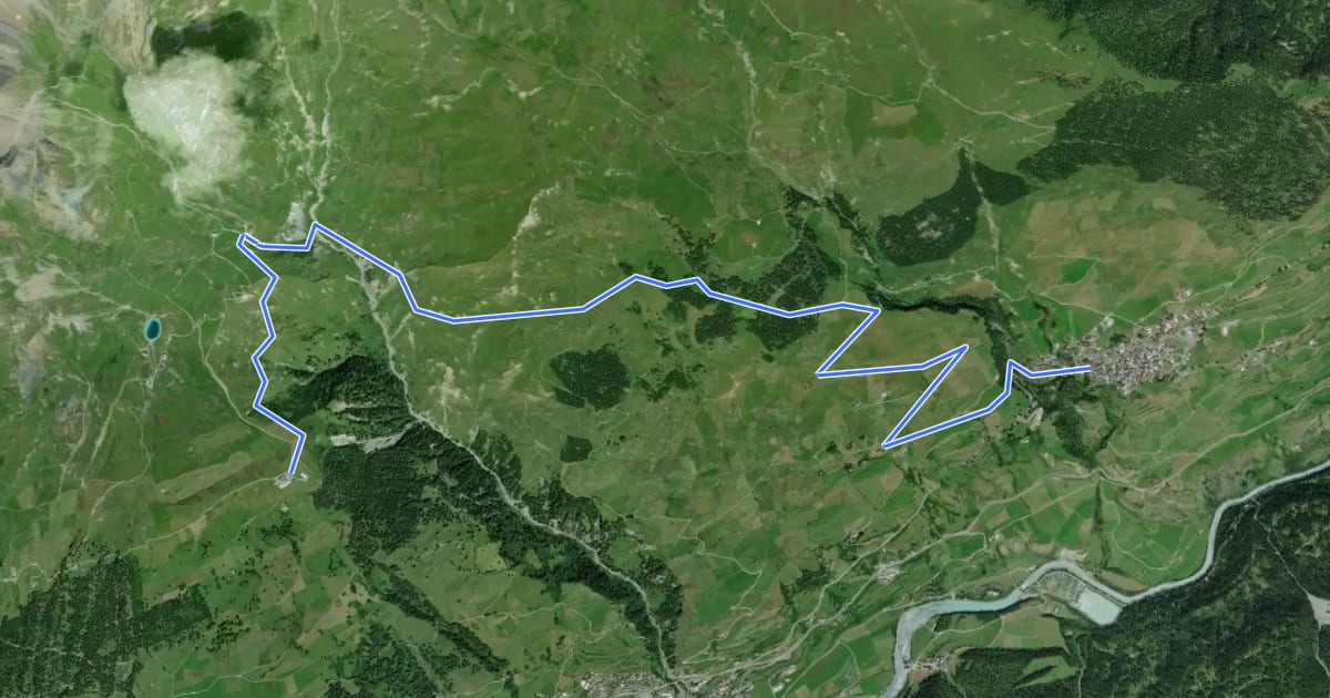 Маршрут Via Engiadina - Etappe 4 на спутниковом снимке