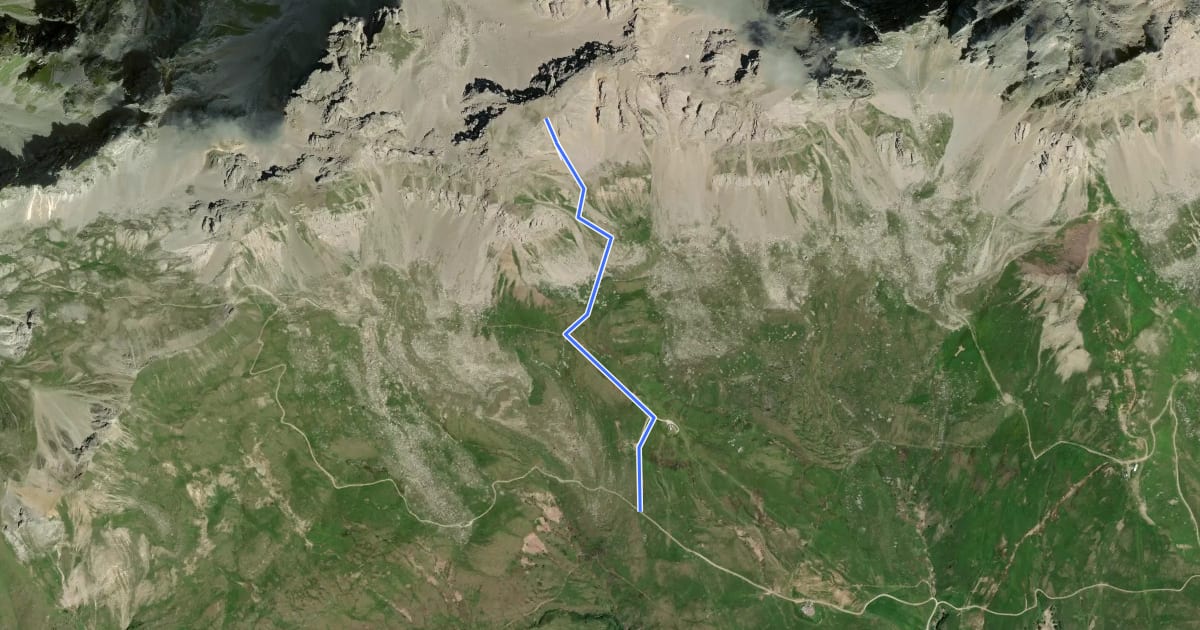 Маршрут Via ferrata a Cima Campagnacia на спутниковом снимке