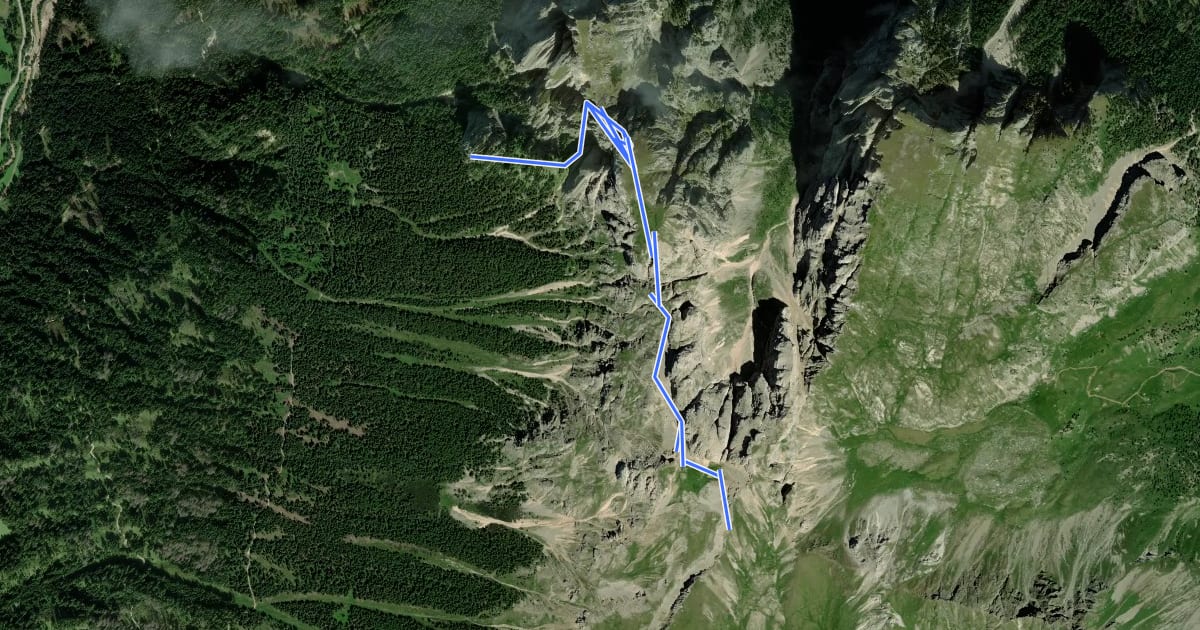 Маршрут Via ferrata al Sass Aut на спутниковом снимке