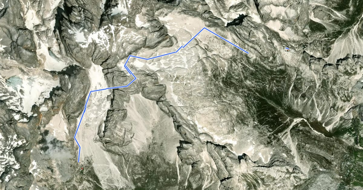 Маршрут Via ferrata alpinistica "Livio Brentari" на спутниковом снимке