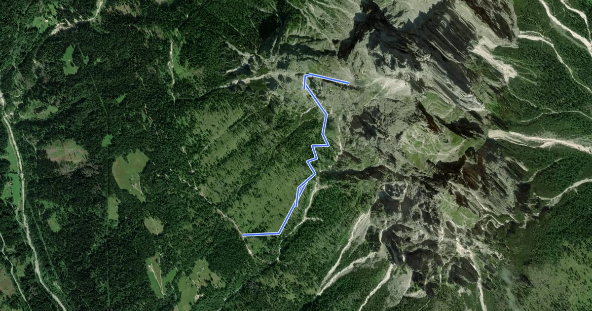 Маршрут Via ferrata "Camillo Depaoli" на спутниковом снимке