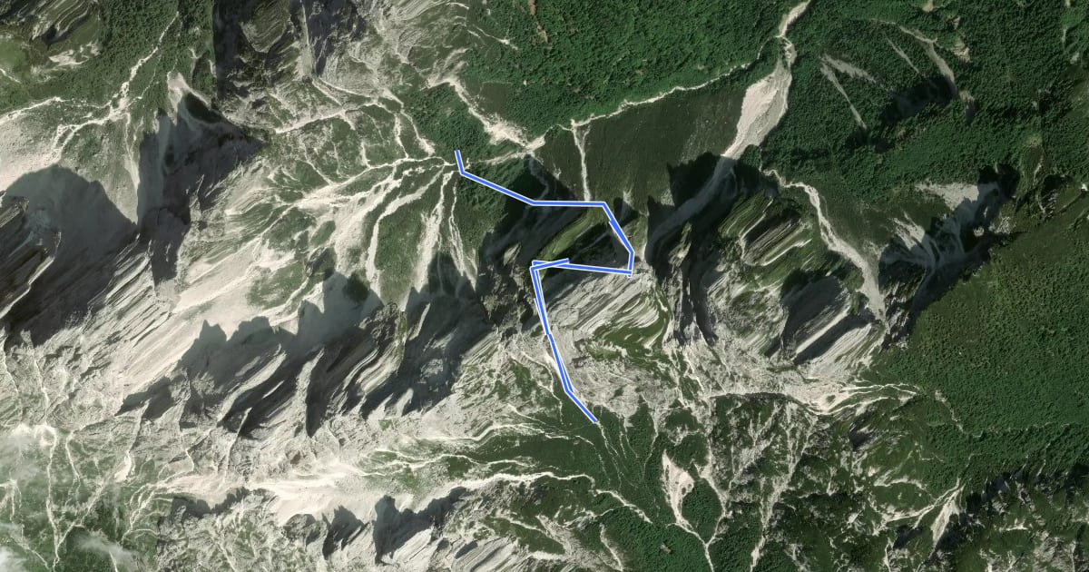 Маршрут via ferrata Carlo Puppis на спутниковом снимке