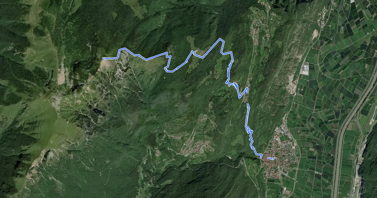 Маршрут Via ferrata dei Sparavèi на спутниковом снимке
