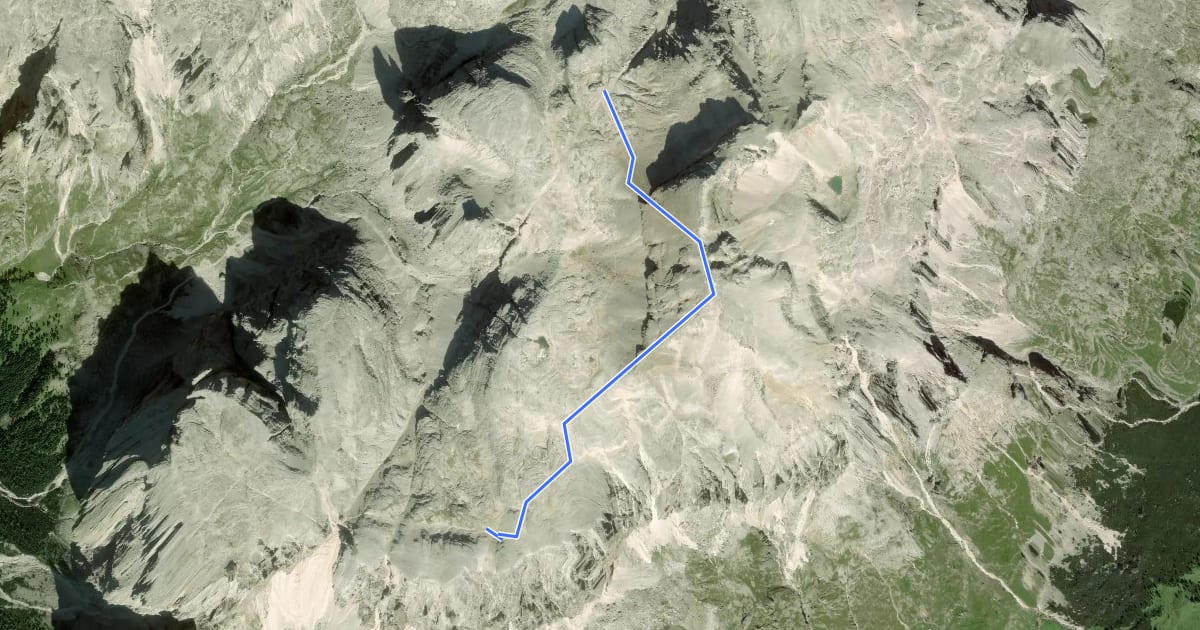 Маршрут Via ferrata del Piz Boè на спутниковом снимке
