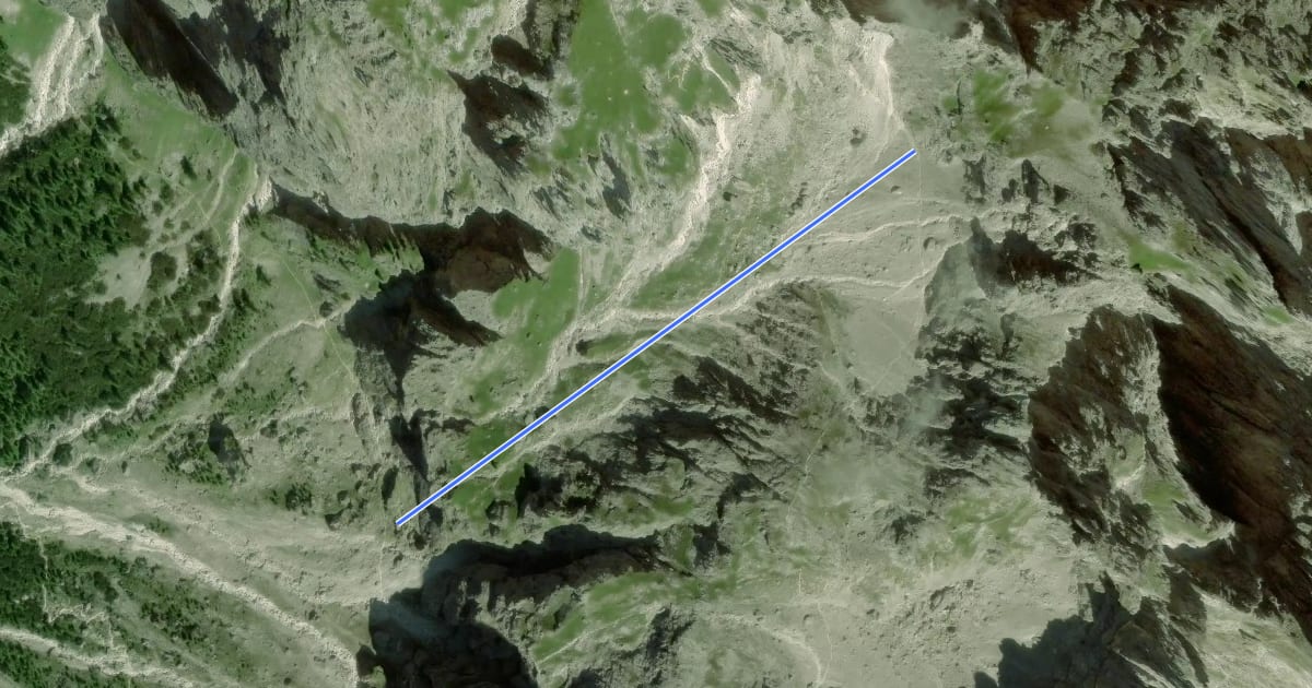 Маршрут Via ferrata della Vecia на спутниковом снимке