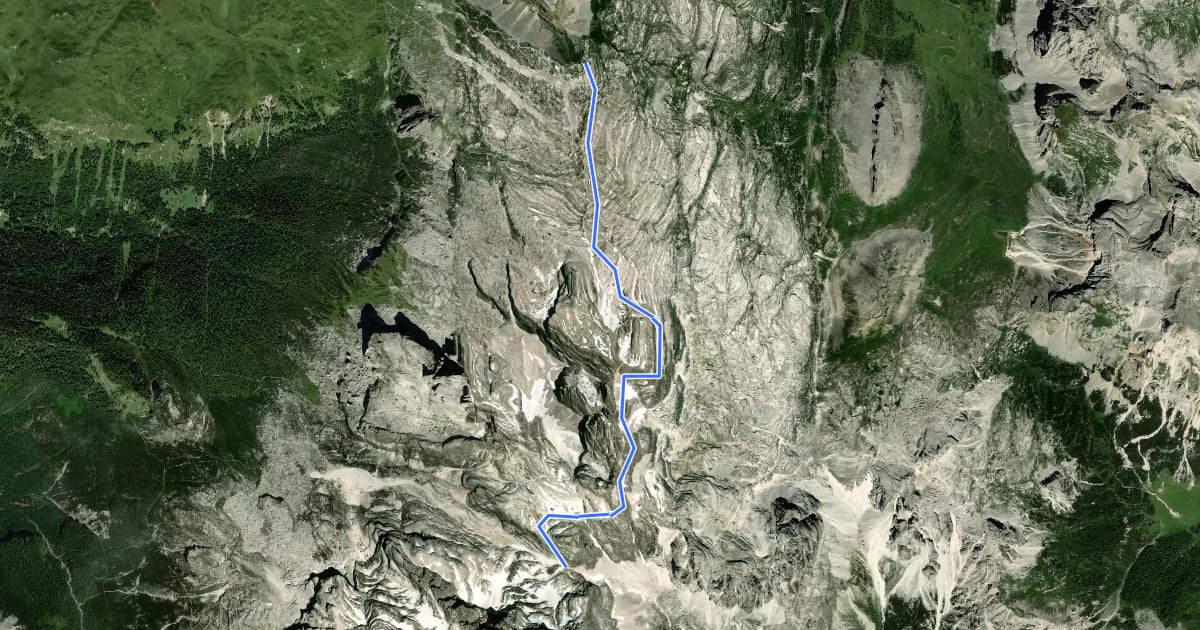 Маршрут Via ferrata delle Bocchette "Alfredo e Rodolfo Benini" на спутниковом снимке