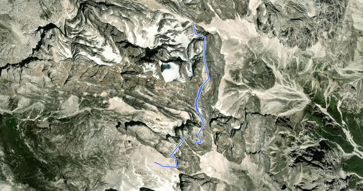 Маршрут Via ferrata delle Bocchette alte на спутниковом снимке