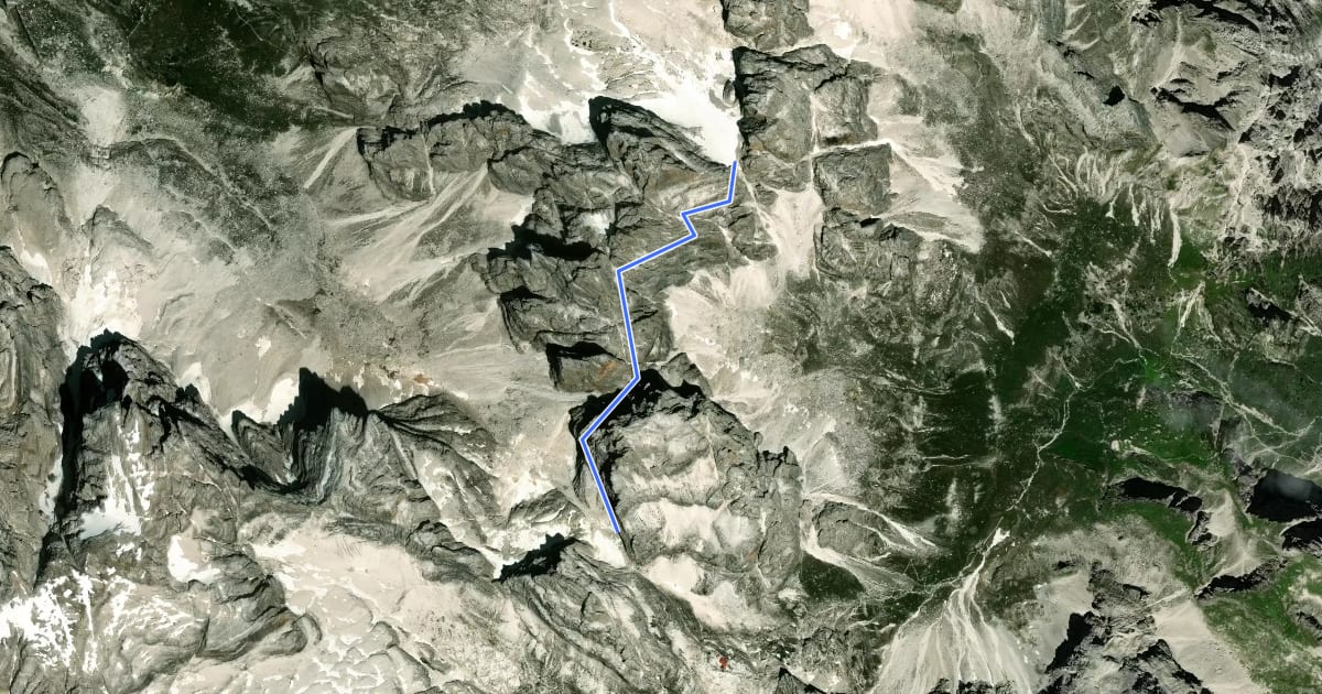 Маршрут Via ferrata delle Bocchette centrali на спутниковом снимке