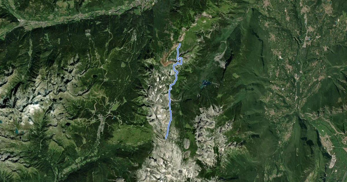 Маршрут Via ferrata delle Palete на спутниковом снимке