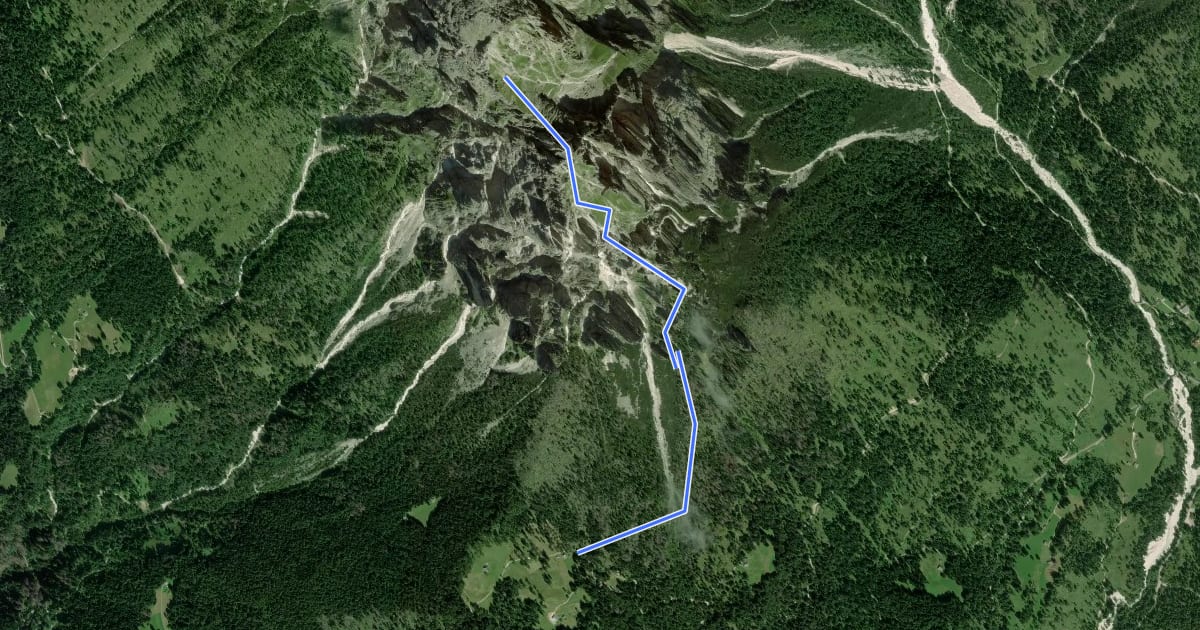Маршрут Via ferrata "Dino Buzzati" на спутниковом снимке