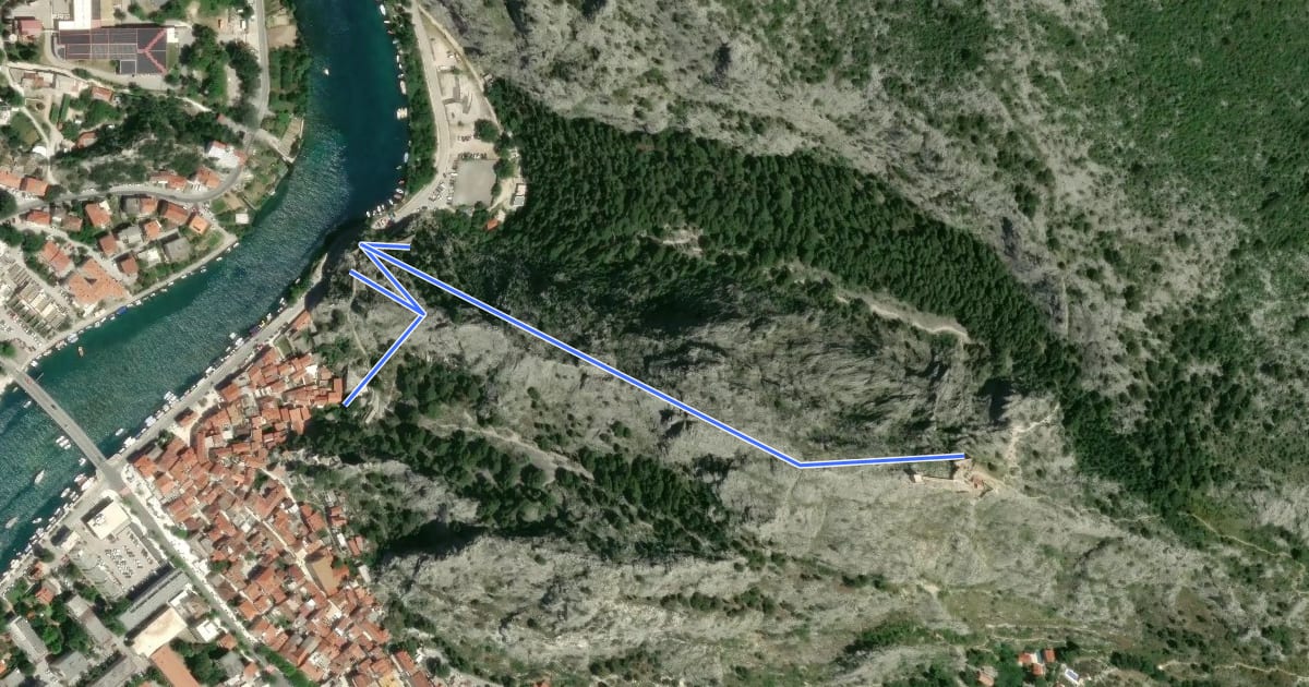 Маршрут Via ferrata "Fortica" на спутниковом снимке