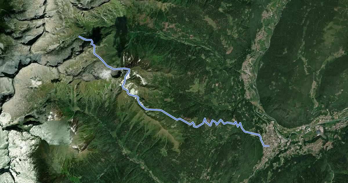 Маршрут Via ferrata "Giovan Battista Cova" на спутниковом снимке