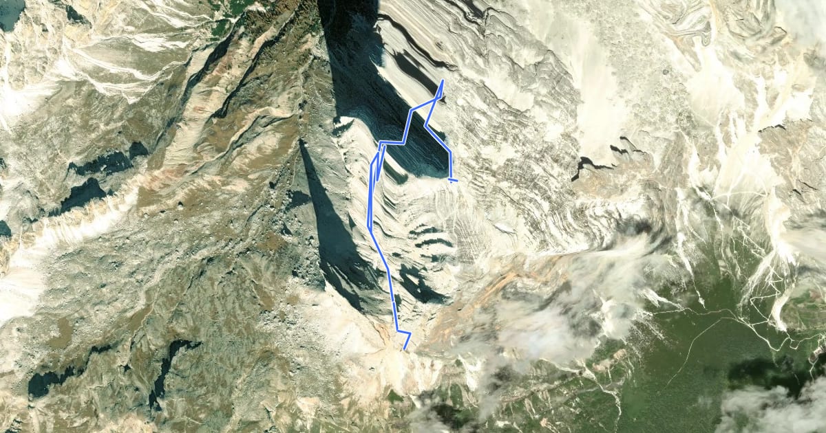 Маршрут Via Ferrata Lipella на спутниковом снимке