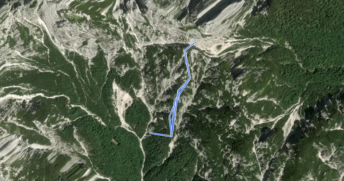 Маршрут Via Ferrata “Mario Lonzar” на спутниковом снимке
