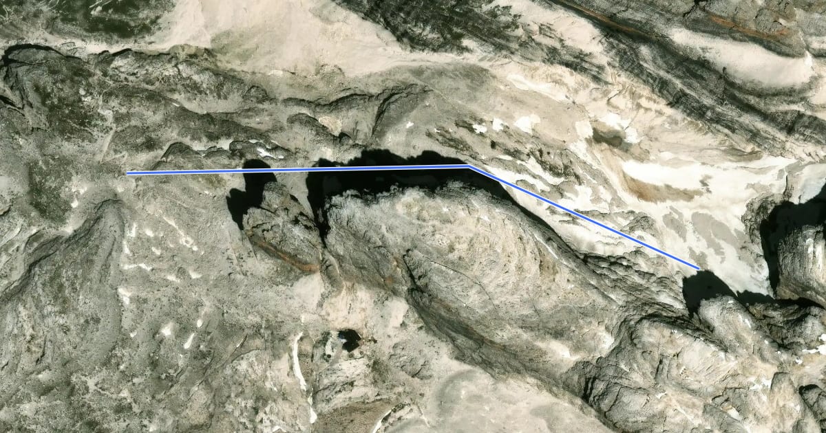Маршрут Via ferrata "Oliva Detassis" на спутниковом снимке