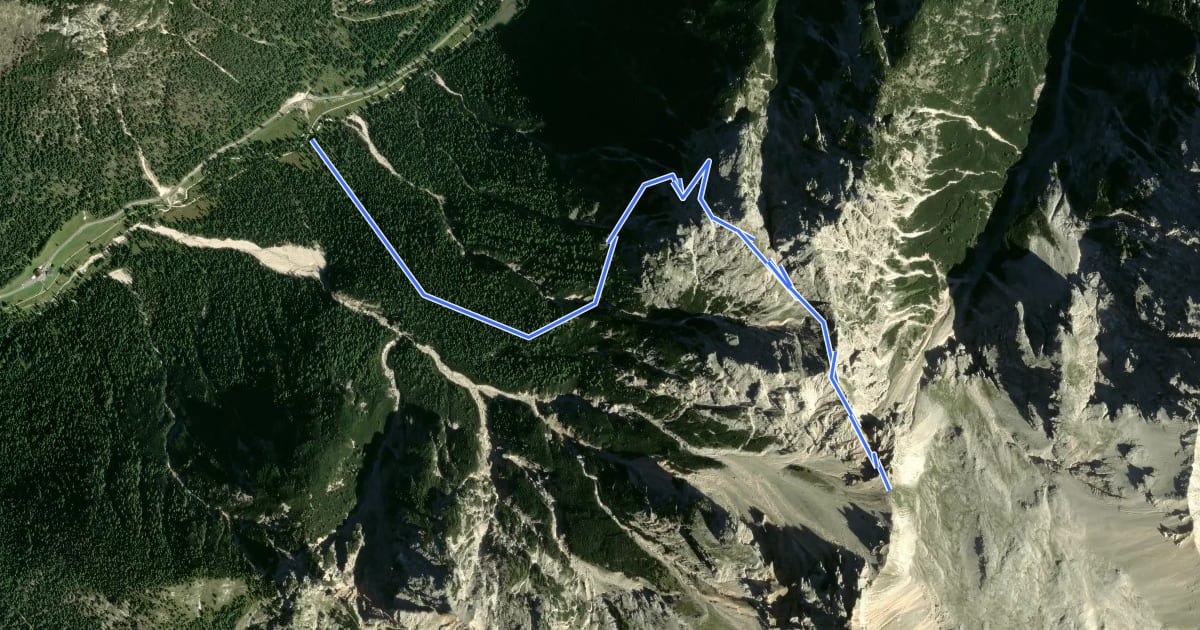 Маршрут Via Ferrata René De Pol на спутниковом снимке