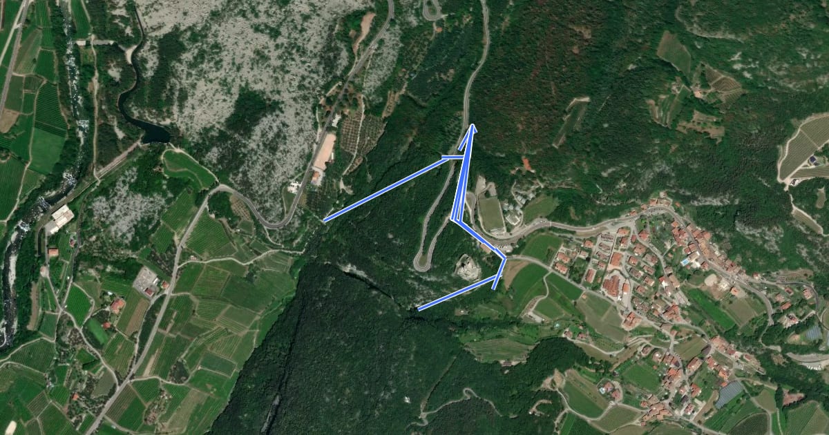 Маршрут Via ferrata return на спутниковом снимке