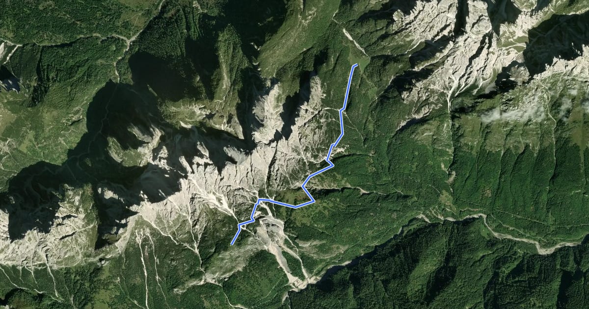 Маршрут via ferrata "Sentiero Corbellini" на спутниковом снимке