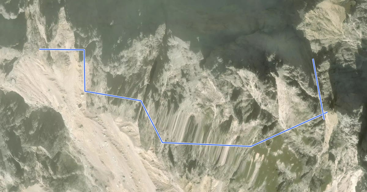 Маршрут Via ferrata Severino Casara на спутниковом снимке