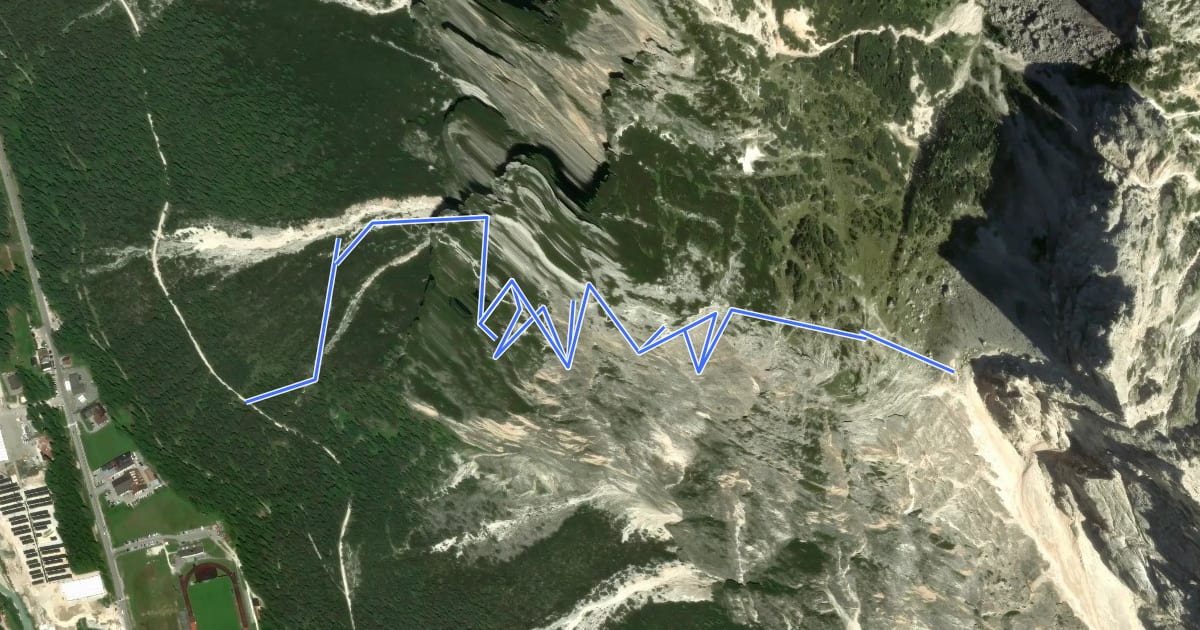 Маршрут Via Ferrata Strobel на спутниковом снимке