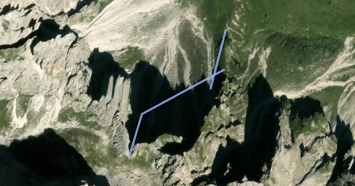 Маршрут via ferrata Vittorio Barini на спутниковом снимке