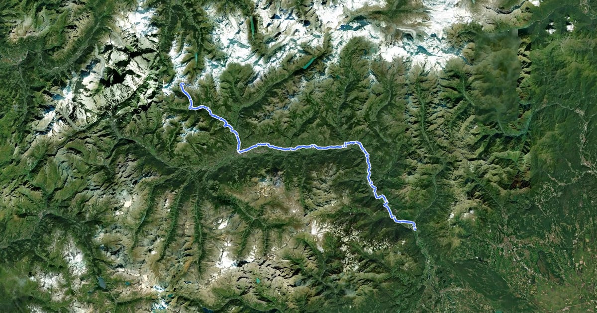 Маршрут Via Francigena - 01 Valle d'Aosta на спутниковом снимке