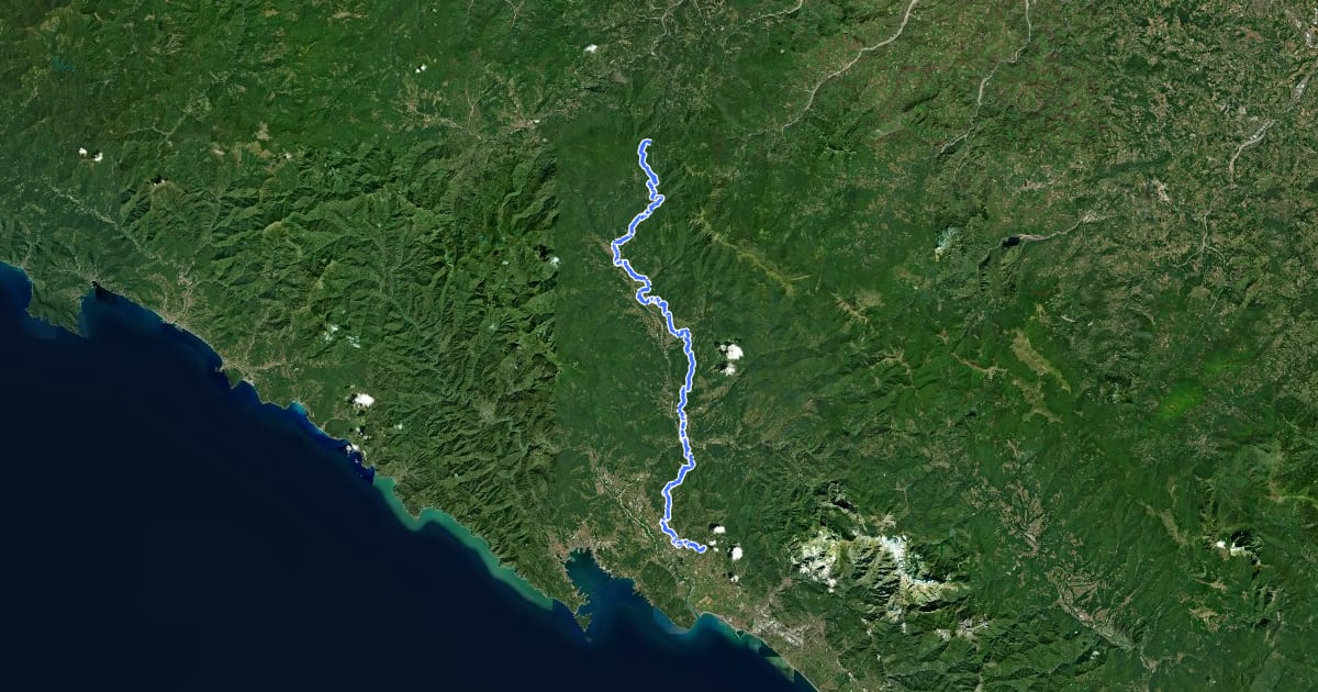 Маршрут Via Francigena - 05 Liguria на спутниковом снимке