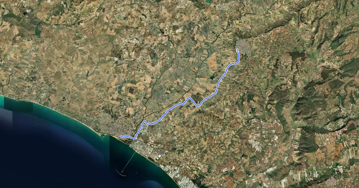Маршрут Via Francigena Fabaria - Tappa 5 на спутниковом снимке