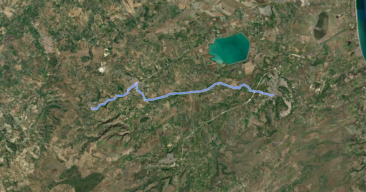 Маршрут Via Francigena Fabaria - Tappa 9 на спутниковом снимке