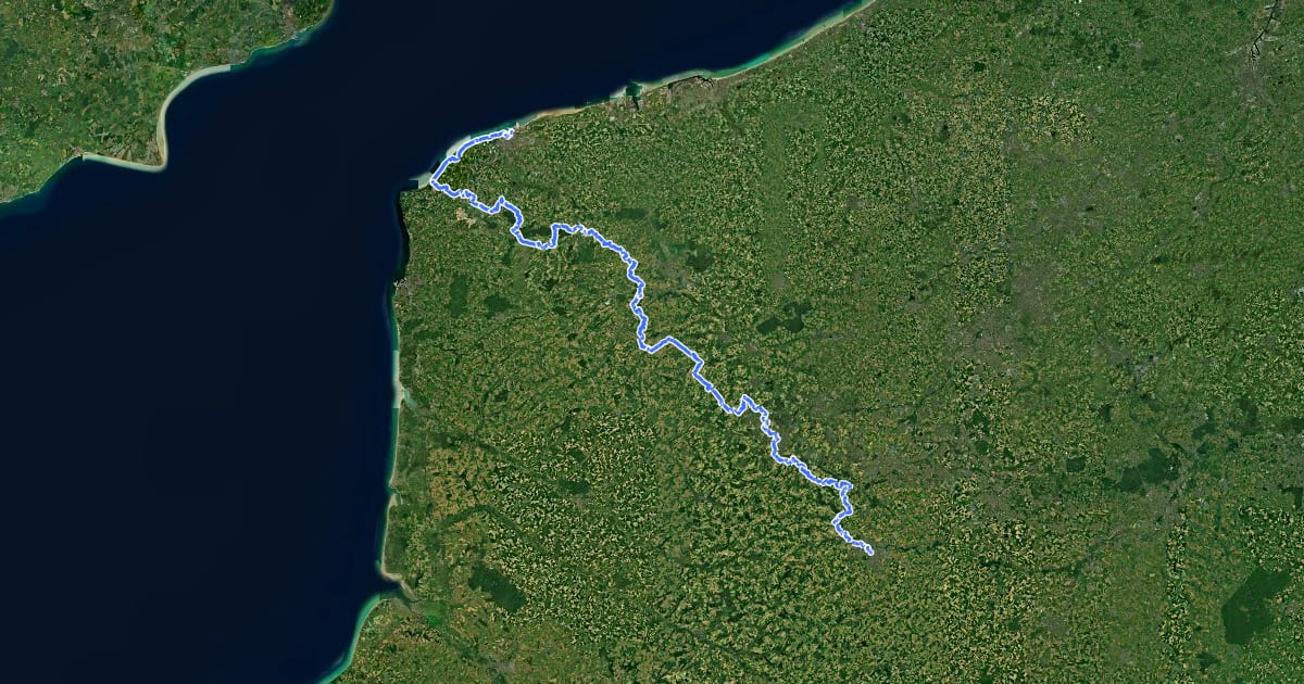 Маршрут Via Francigena France 01, Calais - Arras на спутниковом снимке