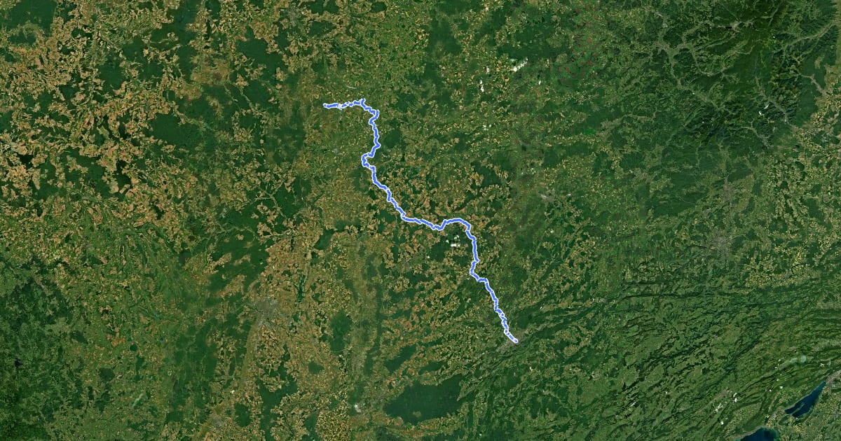 Маршрут Via Francigena France 05, Perrancey-les-Vieux-Moulins - Besançon на спутниковом снимке