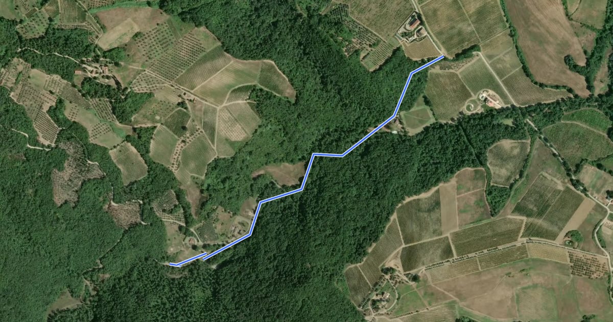 Маршрут Via Francigena Mare - deviazione I Bollori на спутниковом снимке