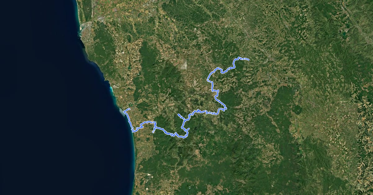 Маршрут Via Francigena Mare - itinerario principale на спутниковом снимке