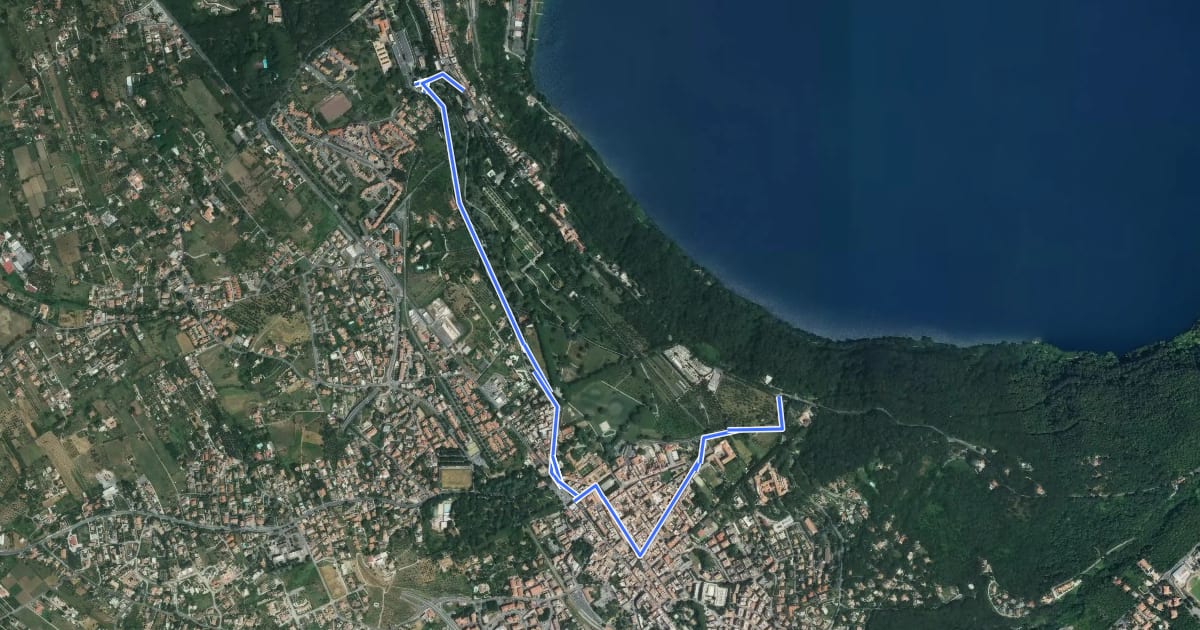 Маршрут Via Francigena - Variante Albano Laziale на спутниковом снимке