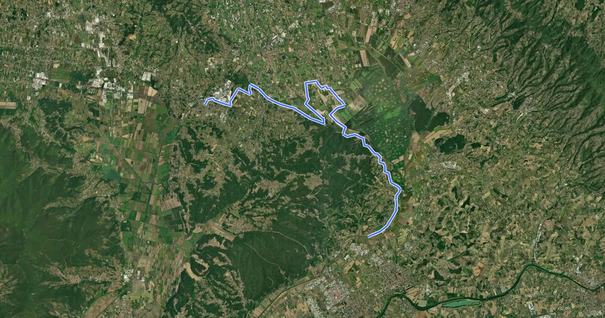 Маршрут Via Francigena - Variante d'acqua на спутниковом снимке
