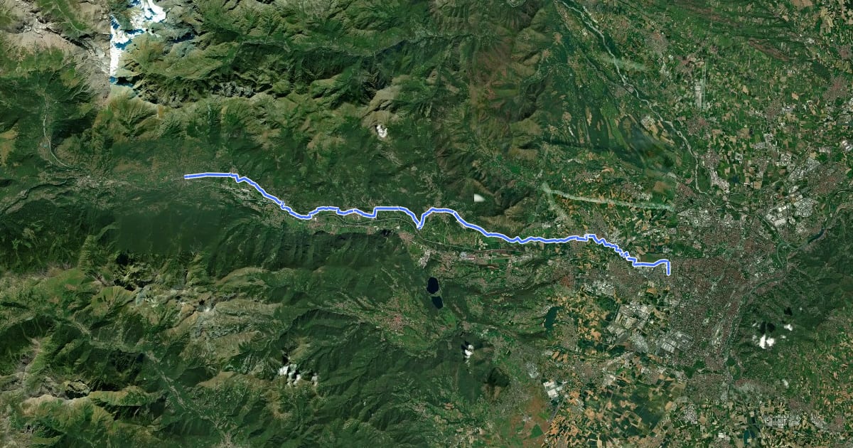Маршрут Via Francigena - Variante Dora Riparia на спутниковом снимке