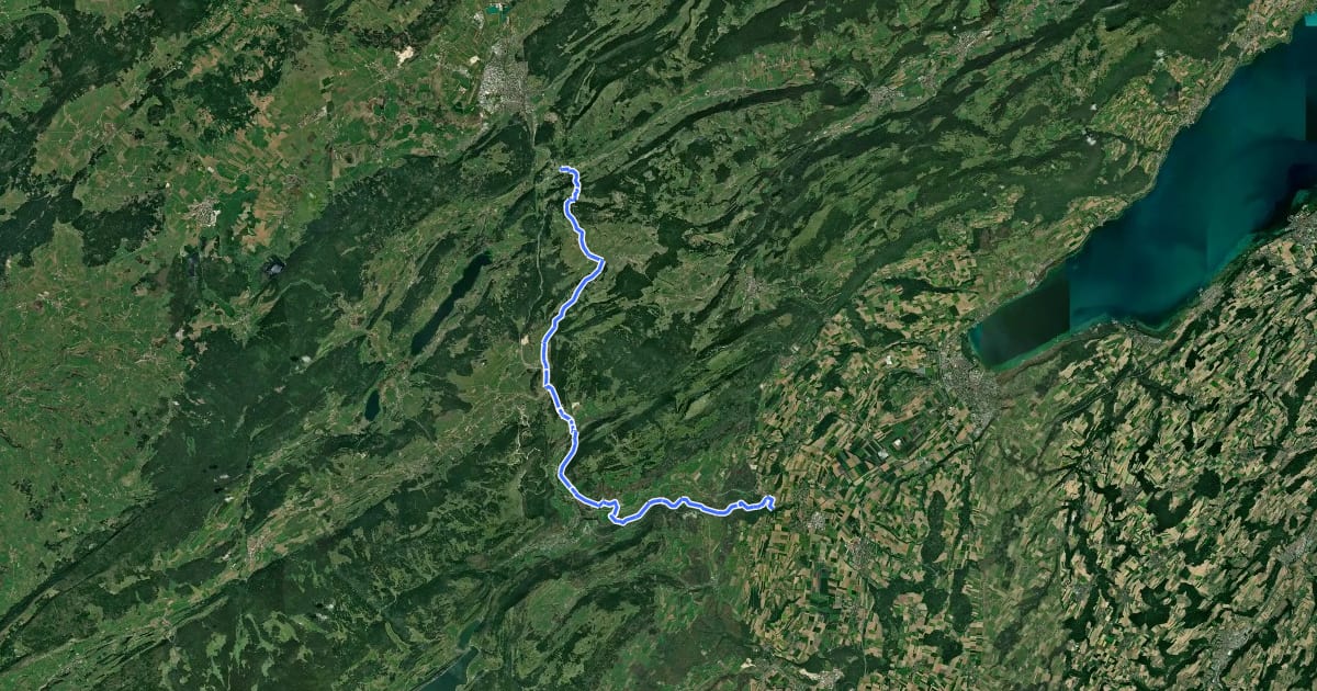 Маршрут Via Francigena - Variante historique на спутниковом снимке