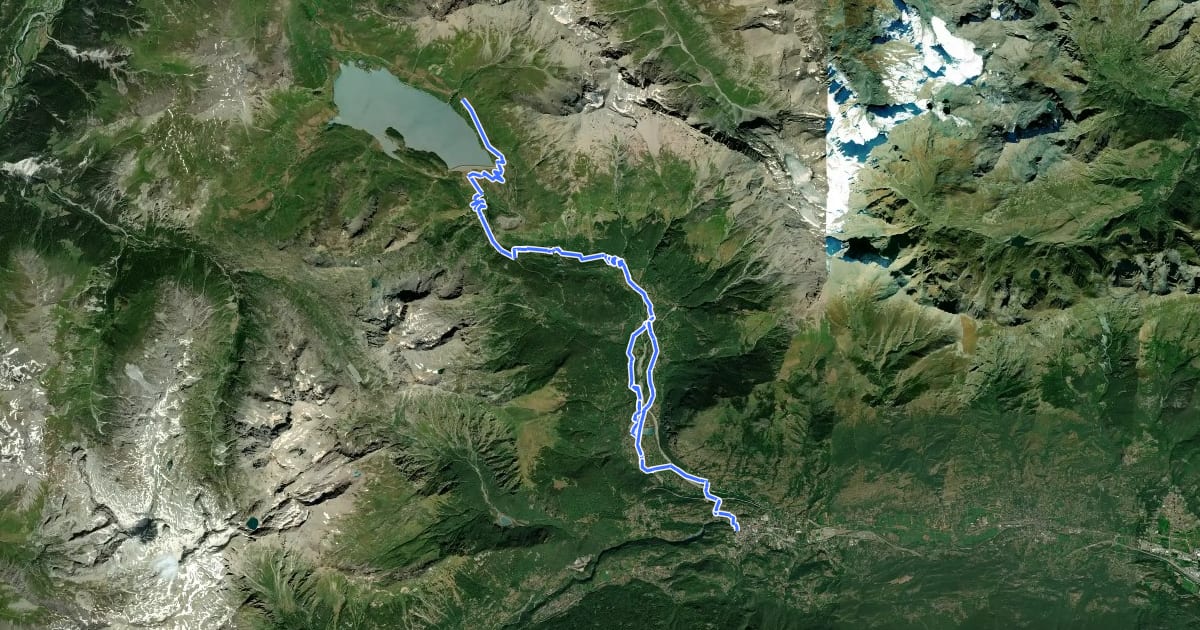 Маршрут Via Francigena - Variante Moncenisio на спутниковом снимке