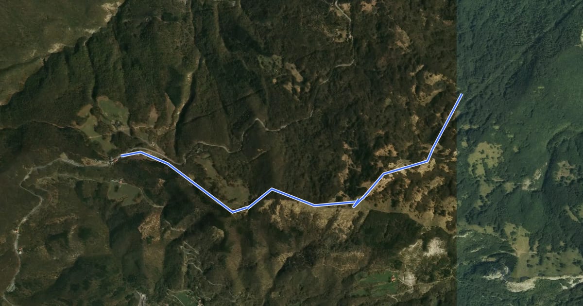 Маршрут Via Francigena - Variante Monte Valoria на спутниковом снимке