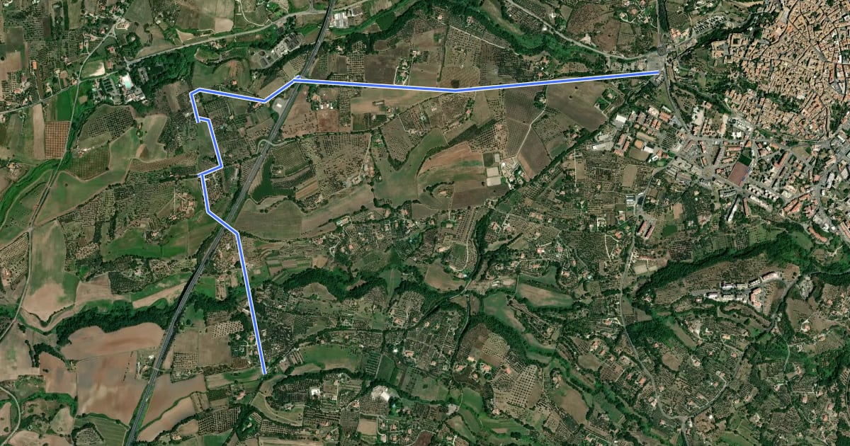 Маршрут Via Francigena - Variante ponte Camillaro на спутниковом снимке